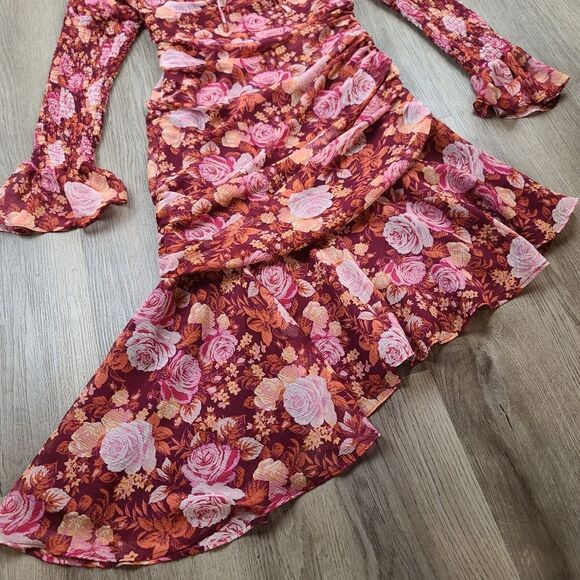 Wayf Long Sleeve Floral Mini Dress size M - Picture 4 of 11